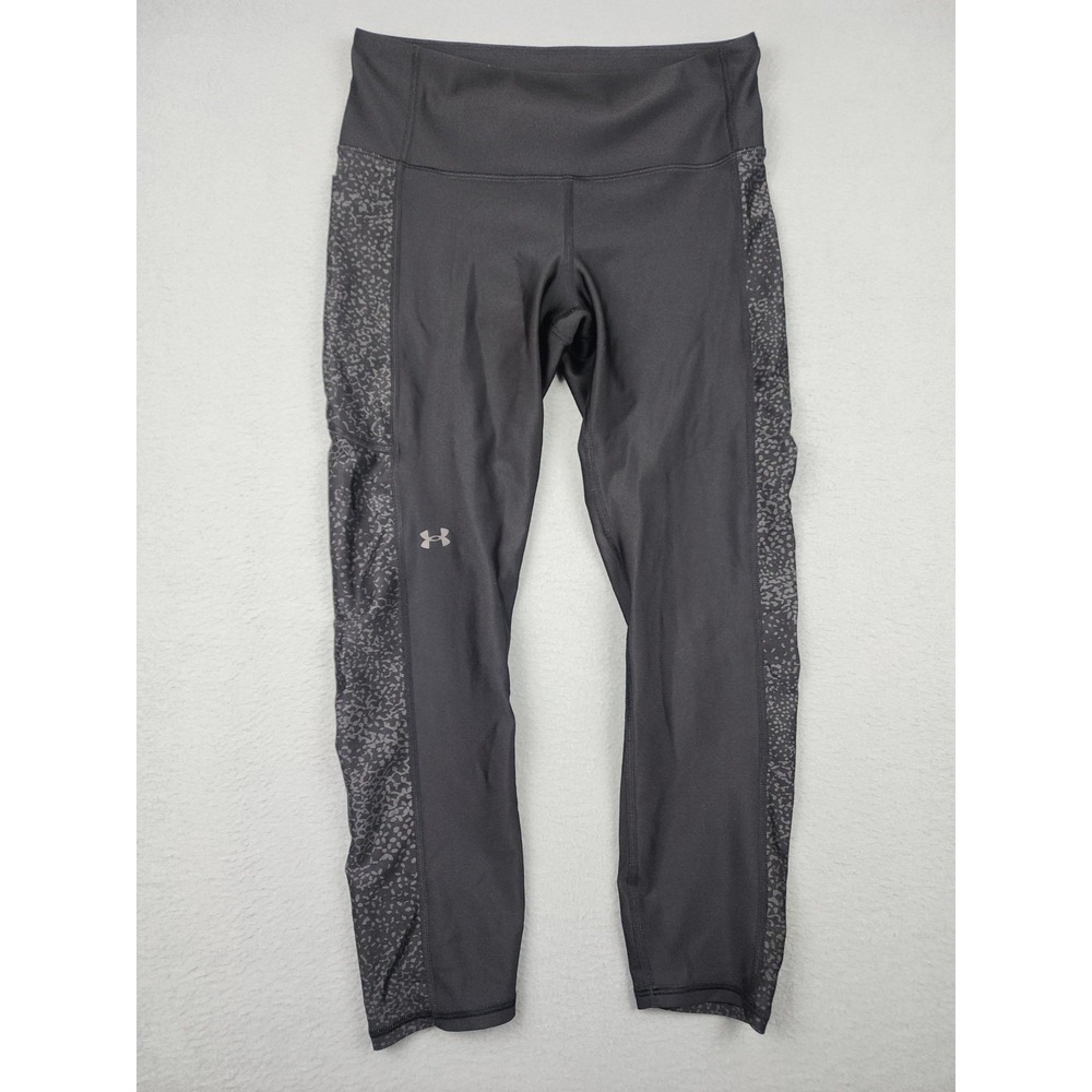 Under Armour Leggings Womens M Gray Capri High Rise Print Side Panel Stretch